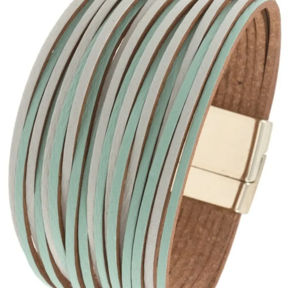 Multi Cord Bracelet Faux Leather - Mint